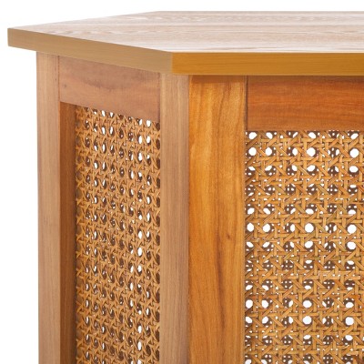 Danez Hexagonal Natural Wood and Cane Accent Table