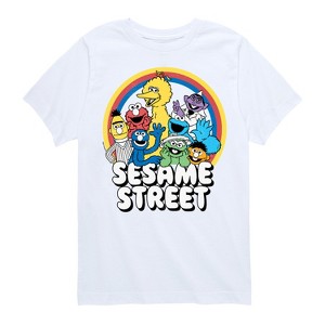 Boys' - Sesame Street - Sesame Group Rainbow Short Sleeve Graphic T-Shirt - 1 of 4