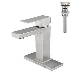 ChicFurnit Bathroom Sink Faucet Single Handle with Pop Up Drain for Modern Bathroom Use, Silver, 11"*7.6"*5.5" - 1 of 4