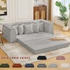 82.25" Corduroy 3-Seater Convertible Sofa Bed with 5 Pillows, Side Pockets & Cup Holders - 2 of 4