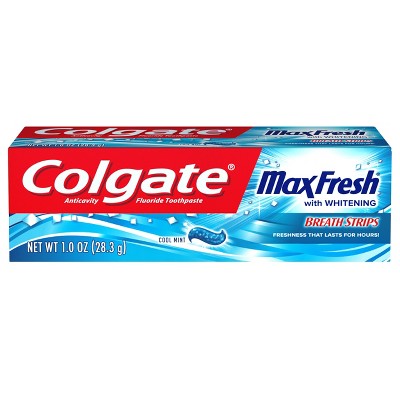 Colgate Max Fresh Whitening Toothpaste with Mini Breath Strips - Trial Size - 1oz