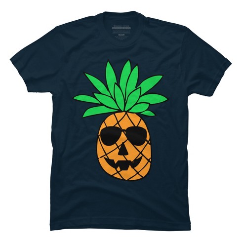 Men s Design By Humans Halloween Pineapple Pumpkin Themed By Ujangkasep T shirt Navy 2x Large Target