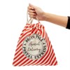 Blue Panda 4 Pack Canvas Christmas Drawstring Gift Bags for North Pole Holiday Party Favors, 11.5 x 10 In - 3 of 4