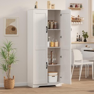 60" Tall Farmhouse Kitchen Pantry Storage Cabinet with 2 Doors and Adjustable Shelves - 1 of 4