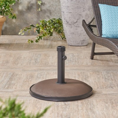 55 lb Brown and Black Concrete and Iron Patio Umbrella Base