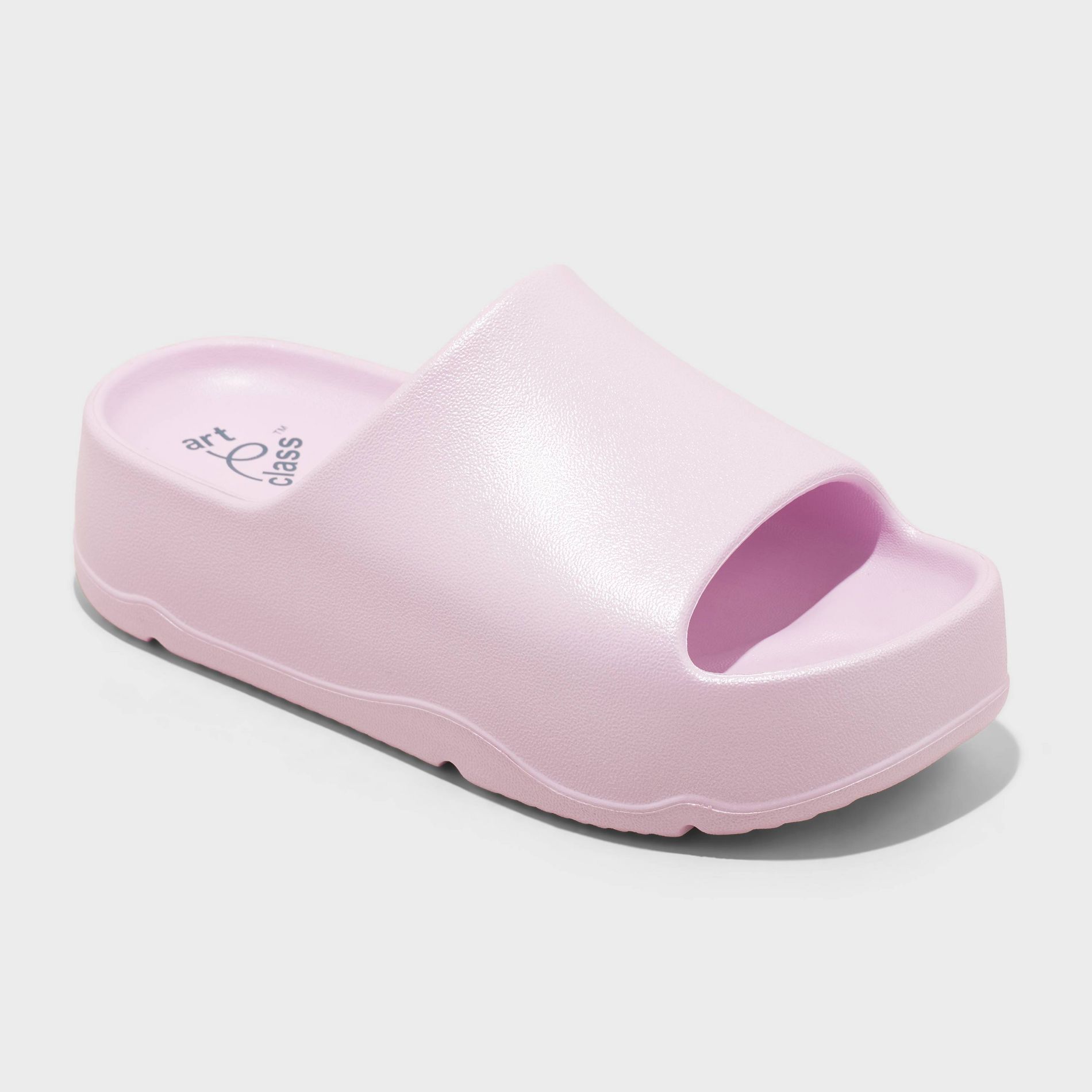 Kids' Edie Platform Slide Sandals - art class™ Purple 5: Slip-On Open Toe Shoes, Contoured Footbed
