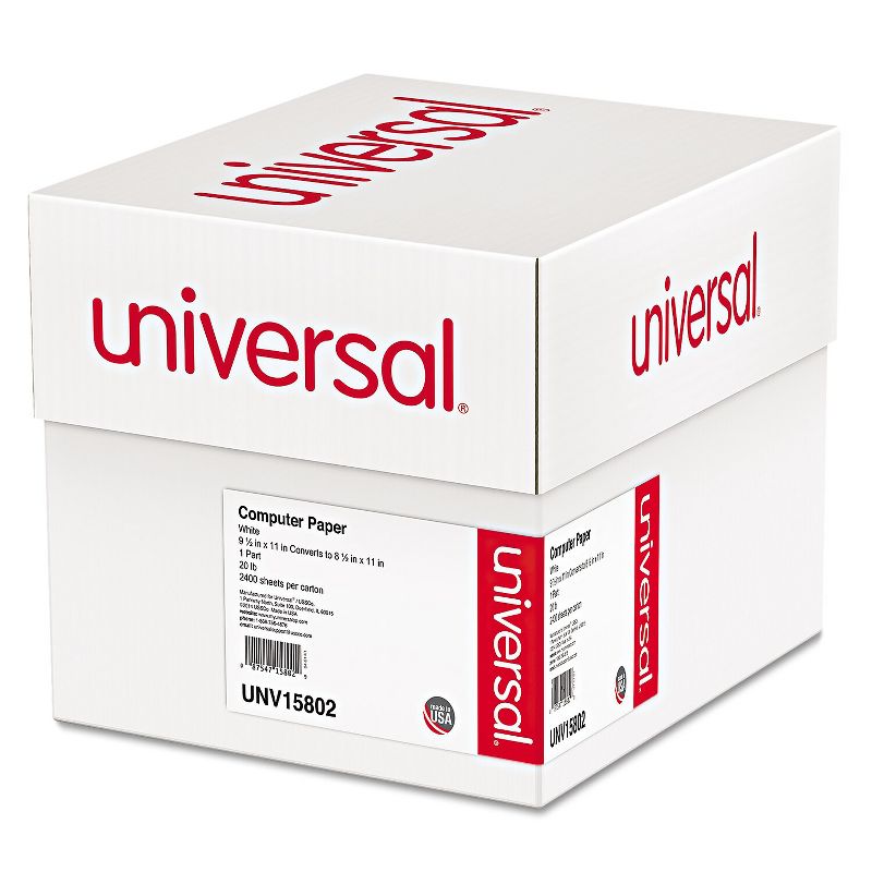 UNIVERSAL Computer Paper 20lb 9-1/2 x 11 Letter Trim Perforations White 2400 Sheets 15802, 2 of 3