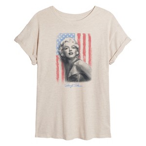Women's - Marilyn Monroe - Marilyn Soft Flag Oversized Graphic T-Shirt - 1 of 4