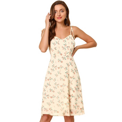 Allegra K Women's Summer Spaghetti Strap Smocked Floral Aline Sundress ...