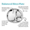 Ahimsa 9.7" Stainless Steel Balanced Bite Divided Plate - 3 of 4