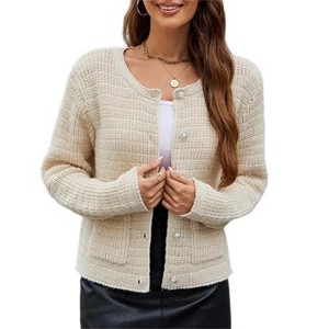 Clearlove Womens Knit Cardigan Sweaters Fall Fashion Long Sleeve Open Front Button Down Coats Casual Jacket - 1 of 4
