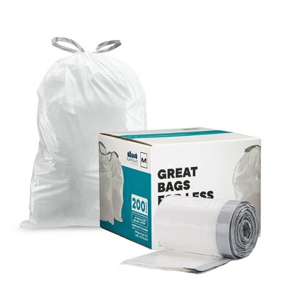Plasticplace Compatible with simplehuman Code M Drawstring Trash Bags, 12 Gallon (200 Count)