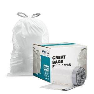 Plasticplace Compatible with simplehuman Code M Drawstring Trash Bags, 12 Gallon (200 Count) - 1 of 4
