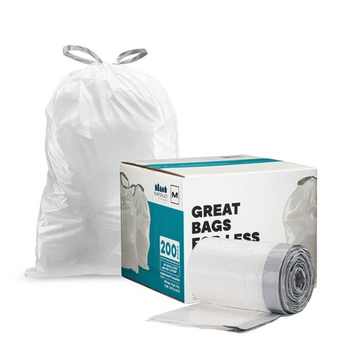 Plasticplace Simplehuman®* Code H Compatible Drawstring Trash Bags, 8-9  Gallon (200 Count) 