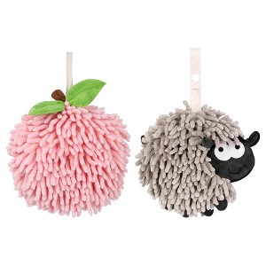 REGALWOVEN 2 Pcs Cute Comfortable Soft Absorbent Chenille Ball Fuzzy Hand Towel - 1 of 4