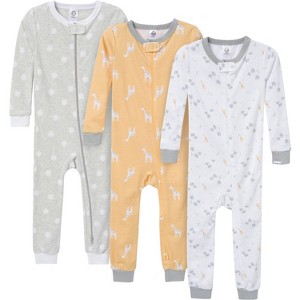 Gerber Baby and Toddler Gender Neutral Snug-Fitting Footless Pajamas, 3 Pack - 1 of 4