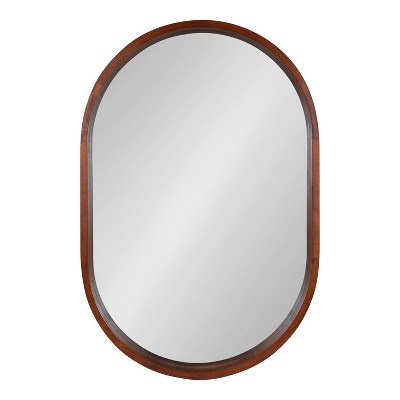 Walnut Brown Capsule Wall Mirror with Poplar Wood Frame, 24x36