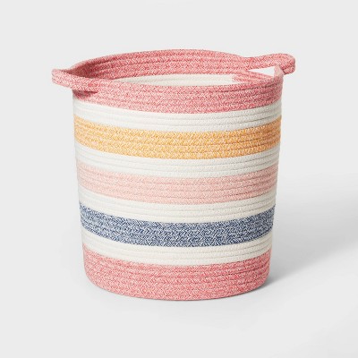 Large Striped Fabric Toy Storage Bin Pink – Pillowfort™, 15″ x 10