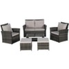 Bigget Outdoor 6 Piece Steel Wicker Patio Conversation Set Rattan Furniture - 4 of 4