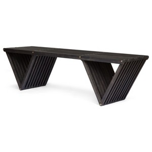Vynxaria Transitional Patio Benches - 63" Dark Gray Modern Outdoor Seating with Slat Design - 1 of 4