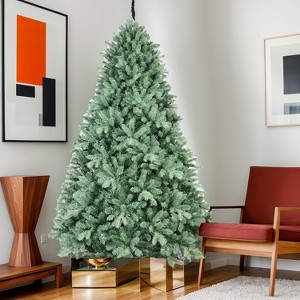 Resenkos Artificial 8ft Blue  Tint Christmas Tree with 3308 PE/PVC Mixed Branch Tips, memory wire+iron wire - 1 of 4