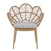 Christopher Knight Home Cleto Patio Floral Design Rattan and Iron Dining Chair with Faux Wood Finish (Set of 2) - 4 of 4