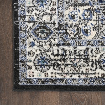 Black Ivory Floral Synthetic 8' x 10' Non-slip Rug