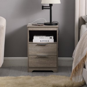 PAGED Nightstand with Storage Drawer and Open Shelf, Modern Wooden Side Table, Bedside Cabinet for Bedroom, Living Room - 1 of 4