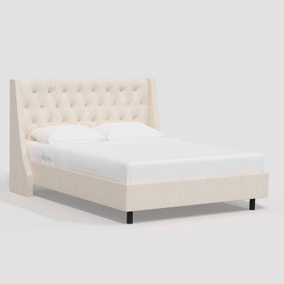 California King Gilford Wingback Platform Bed in Linen Talc - Threshold™: Pine Frame, No Box Spring Needed