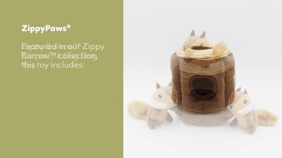ZippyPaws Burrow Squeaky Hide & Seek Log 'n Chipmunks Plush Dog