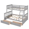 NicBex Twin over Full Bunk Bed Pine Bed Frame with 2 Drawers, Inclined Ladder and Full Length Guardrails, No Box Spring Required - 3 of 4