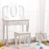 Kids Vanity with Lighted Mirror, Little Girls Vanity Table & Stool, Kids Makeup with Tri-Fold Mirror, Drawer & Storage Grid - 2 of 4