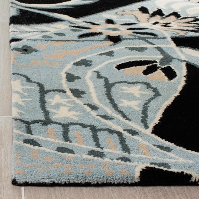 Hand-Tufted Black and Multicolor Wool Area Rug, 5' x 8'