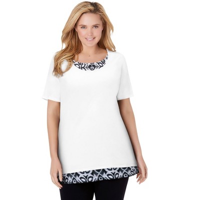 Woman Within Women's Plus Size Layered-Look Print Tunic