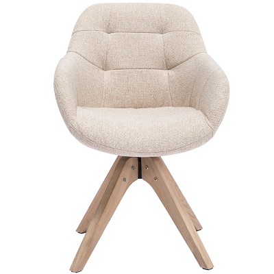 Upholstered Swivel Dining ArmChair Beige -Kinwell