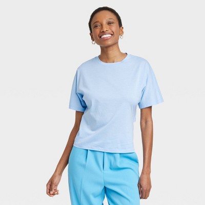 White and blue hot sale t shirt women's