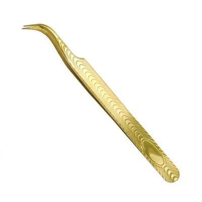 Unique Bargains Women's Portable Butterfly Eyelash Extension Tweezers Gold Tone 1 Pc
