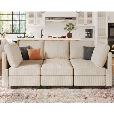 Belffin Modular Sectional Sleeper with Storage Ottoman Corduroy Sectional Couch with Chaise Convertible Modern Sectional Sofa Couch