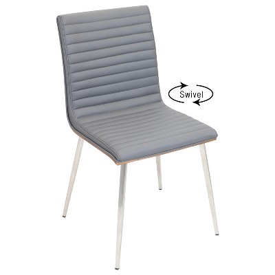 Set of 2 Mason Swivel Modern Walnut Wood Back Dining Chairs - Lumisource