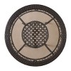 Osparple Round Patio Table,Wicker Outdoor Dining Table with Tempered Glass Tabletop and Open Shelf for 2/4,Brown - 4 of 4