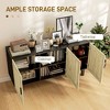 Yukimo Boho Kitchen Cabinet, Buffet Cabinet with 3 Rattan Doors and Adjustable Shelves, Black and Natural - 4 of 4