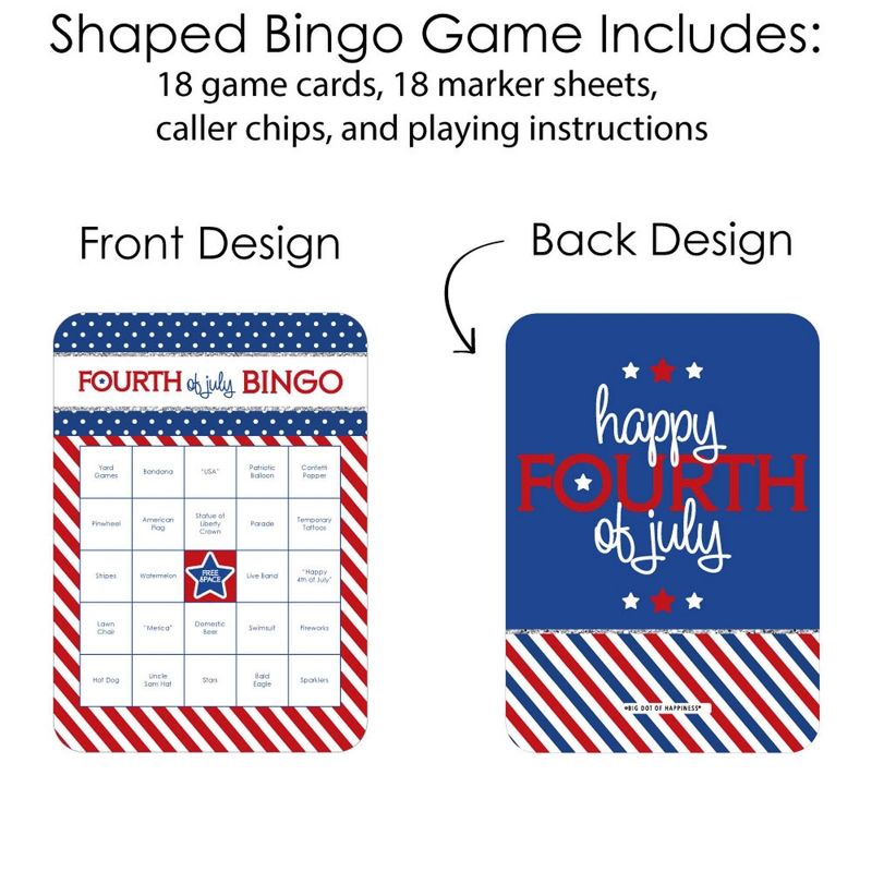 Big Dot of Happiness 4th of July - Bar Bingo Cards and Markers - Independence Day Bingo Game - Set of 18, 3 of 6