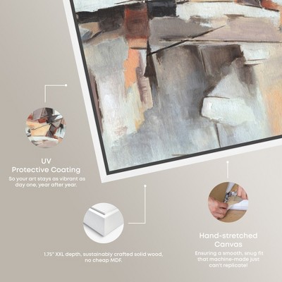 Elegant Abstract Canvas Wall Art with White Frame, 13" x 13"