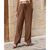 Womens Pants High Waist Wide Leg Lounge Pants with Elastic Waistband and Pockets - 4 of 4