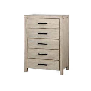 Hayes 5 Drawer Chest Wire-Brushed White - Sun & Pine, Winter White