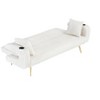 Vynxaria Minimalist White Corduroy Sofa with Throw Pillows - Elegant & Easy to Assemble - 2 of 4