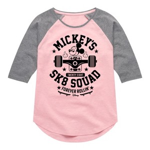 Girls' - Disney - Mickey & Friends Shirt Tail Raglan Graphic T-shirt - 1 of 3