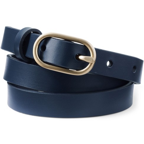 Lands' End School Uniform Women's Skinny Leather Belt - X-small - Deep Sea  Navy : Target