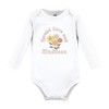 Hudson Baby Infant Girl Cotton Bodysuit and Pant Set, Peace Love Flowers Long Sleeve - 3 of 4