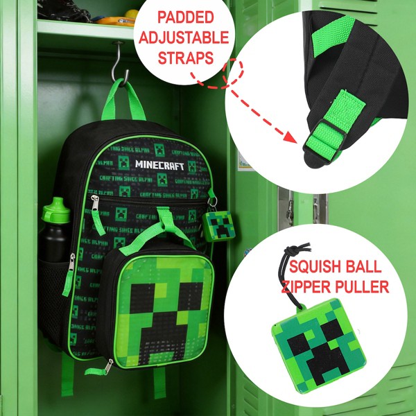 Set de 4 piezas de mochila escolar Minecraft para niños 4